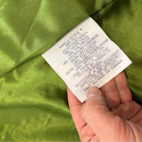 Nicole Wool Cashmere Single Breast Mid Length Clat in Green sz M - Picture 8 of 13